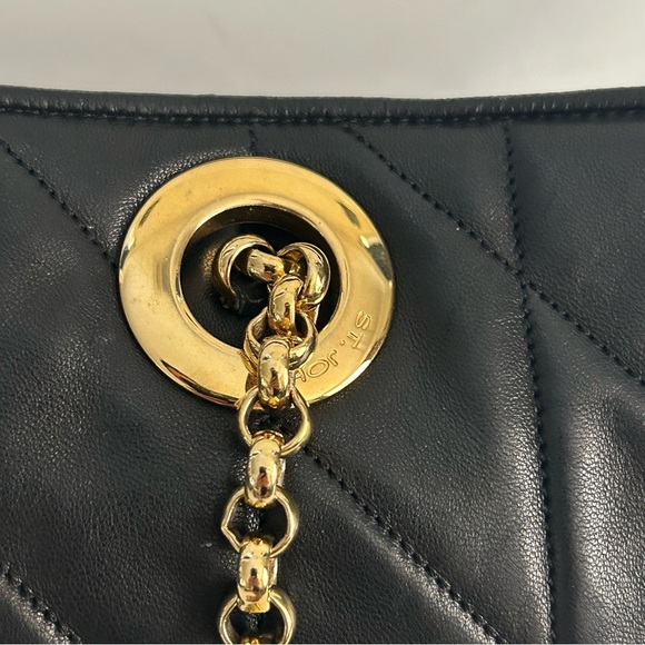 St. John Black Quilted Leather Shoulder Bag - Picture 2 of 15